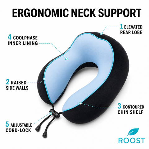Roost Sleep Posture Cool Travel Neck Pillow