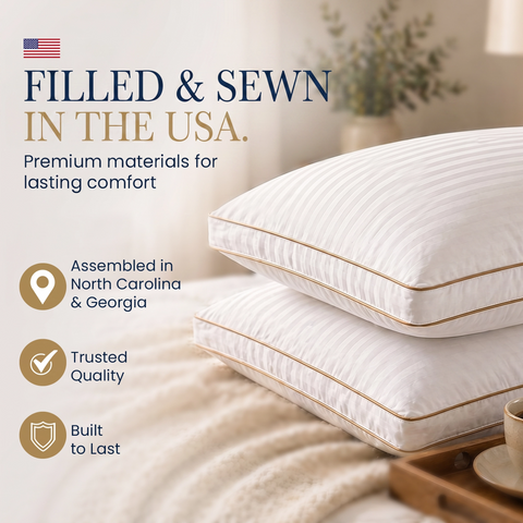 pillows filled and sewn in USA North Carolina Georgia American craftsmanship
