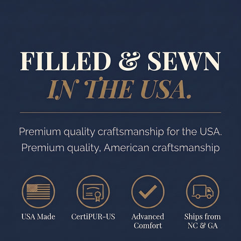 pillows filled and sewn in USA North Carolina Georgia American craftsmanship
