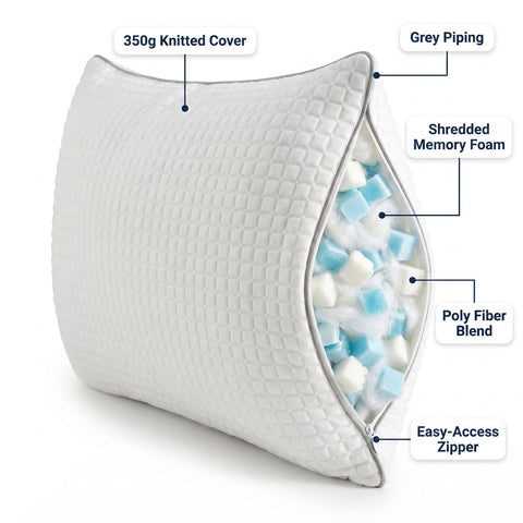 shredded memory foam cubes fiber fill blend CertiPUR-US certified construction
