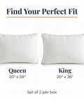 queen pillow 28x20 king pillow 36x20 set of 2 per box dimensions
