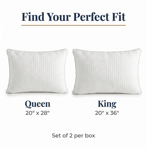 queen pillow 28x20 king pillow 36x20 set of 2 per box dimensions
