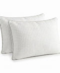 adjustable bed pillows queen size set of 2 white knitted cover grey piping